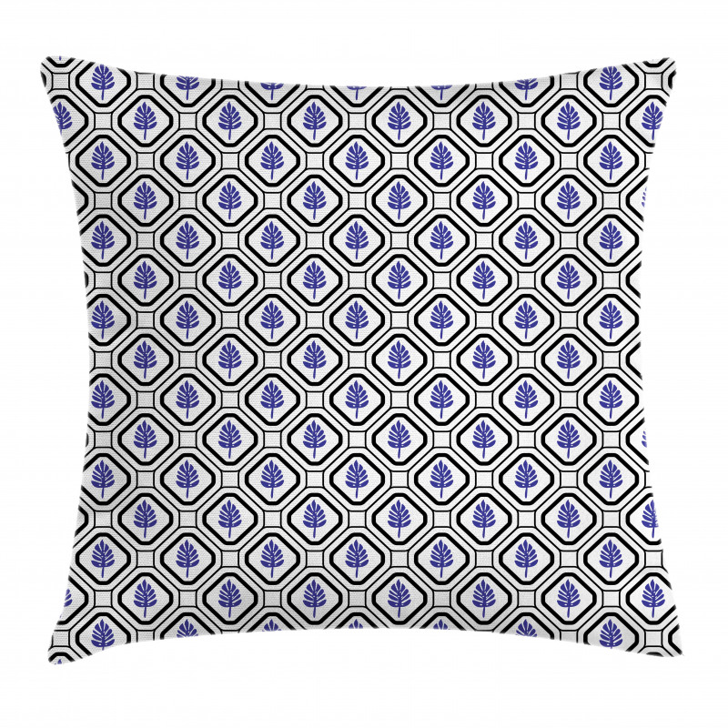 Rhombus Leaves Folkloric Pillow Cover