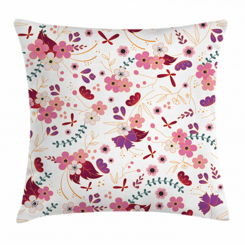 Cartoonish Flowers Pillow Cover