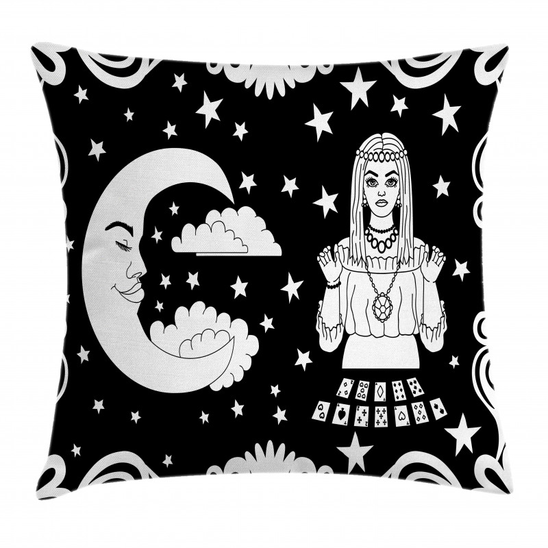 Vintage Cartoon Monochrome Pillow Cover