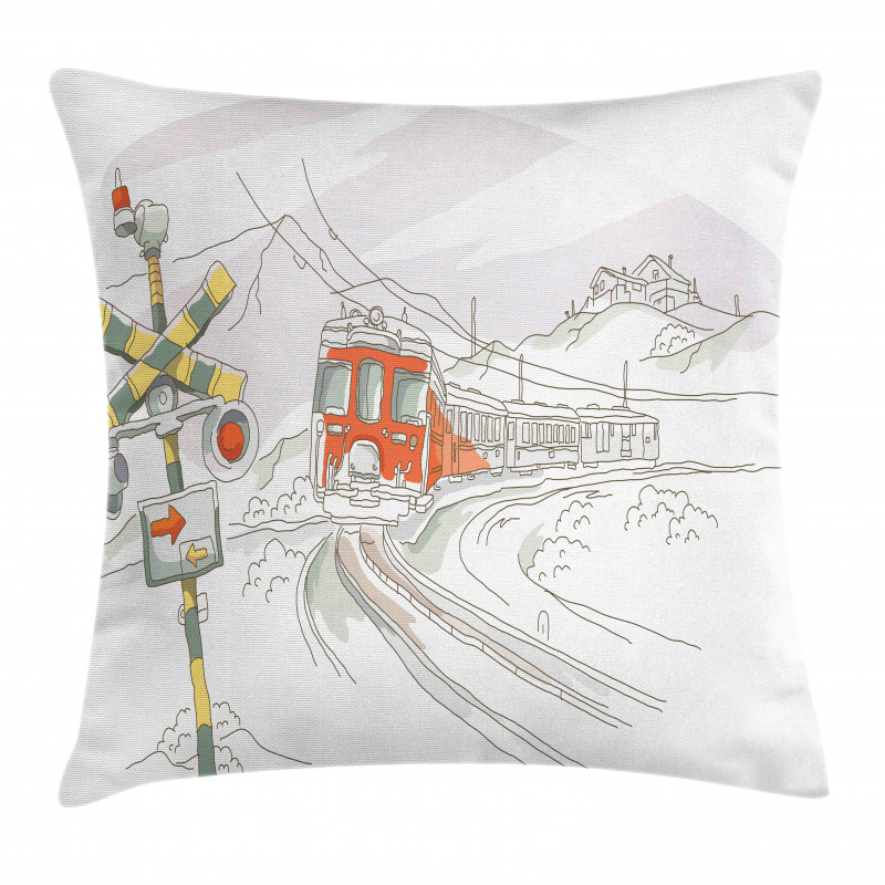 Train on the Tracks Rural Pillow Cover