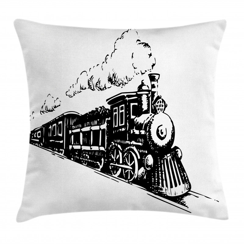 Retro Steam Locomotive Pillow Cover