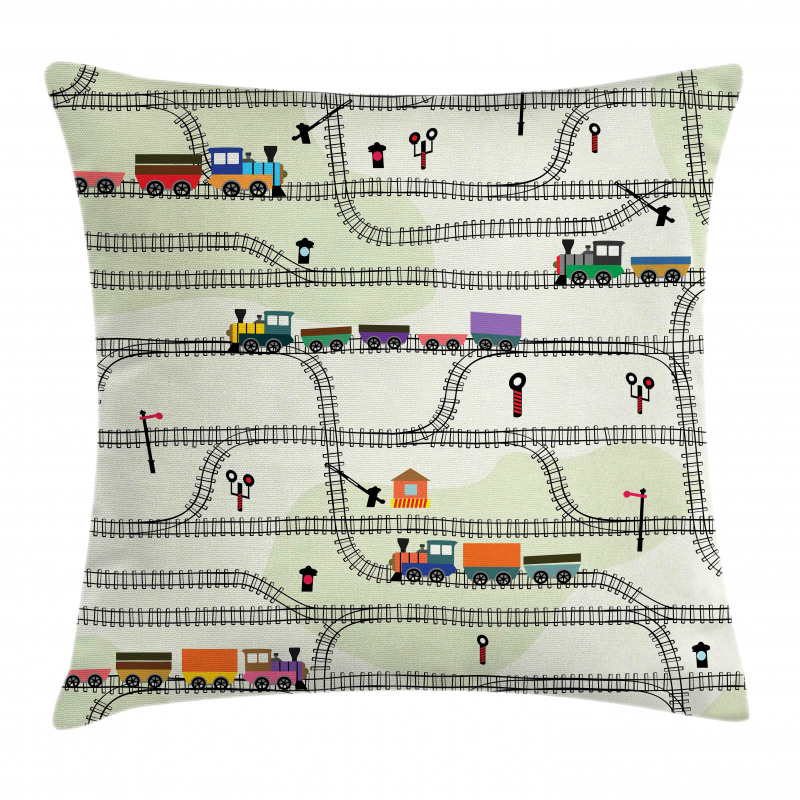 Roads Trains Locomotives Pillow Cover