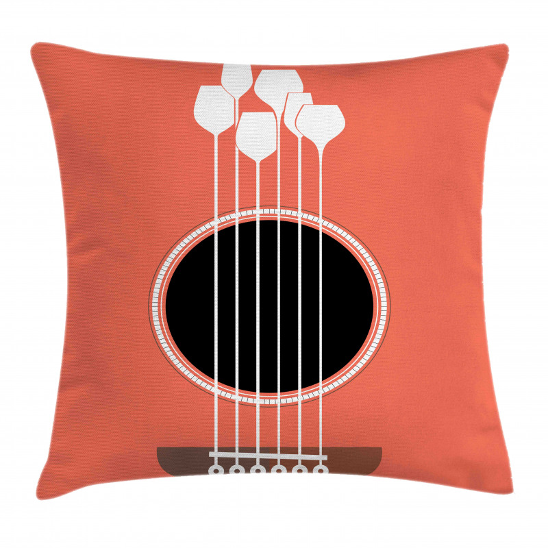 Acoustic Guitar Wine Glasses Pillow Cover