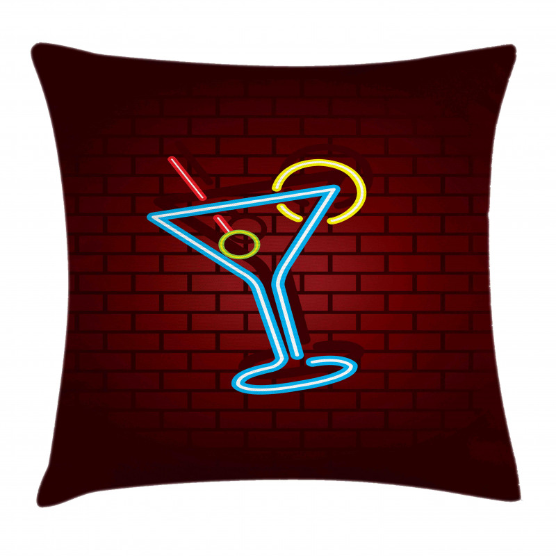 Cocktail Glass over Brick Wall Pillow Cover