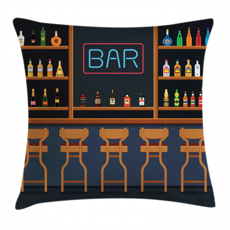 Bar Chairs Cocktail Bottles Pillow Cover