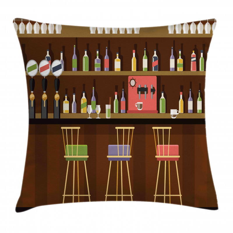 Nightclub Pub Alcohol Bottles Pillow Cover