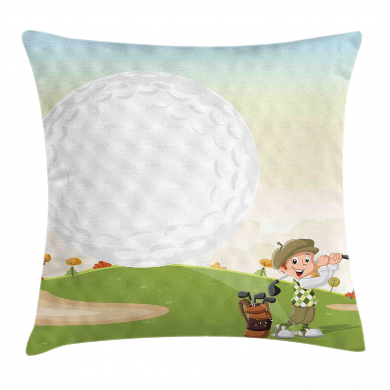 Little Boy Hitting the Ball Pillow Cover