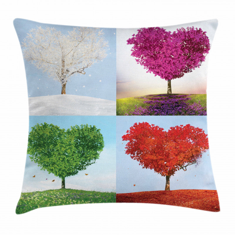 Heart Trees Pattern Pillow Cover