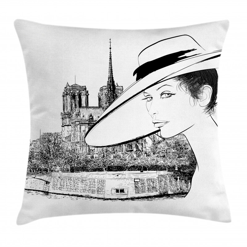 Sketch of a French Woman Pillow Cover