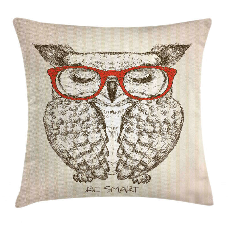 Owl with Be Smart Lettering Pillow Cover