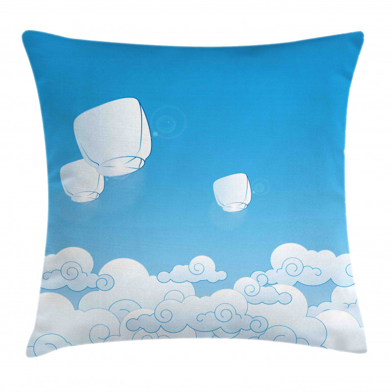 Lantern Floating Away in Sky Pillow Cover