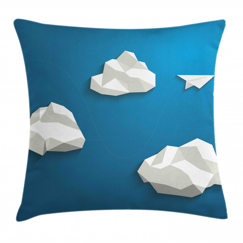 Plane Flying Between Polygons Pillow Cover