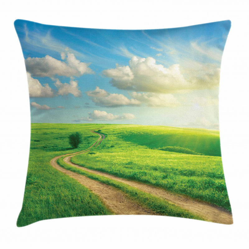 Grassy Hill Sky Pathway Pillow Cover