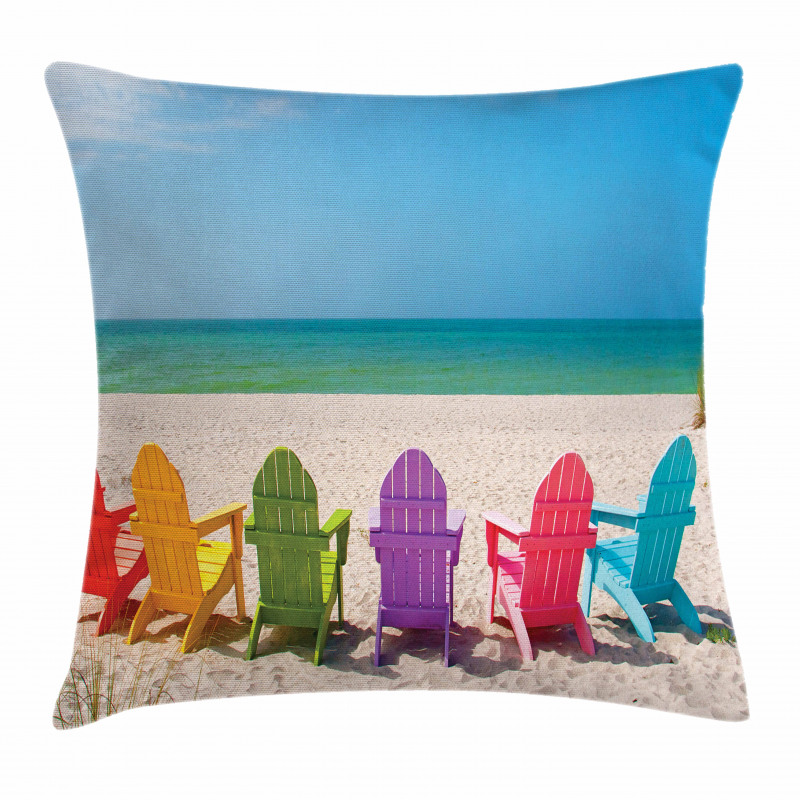 Colorful Wooden Deckchairs Pillow Cover