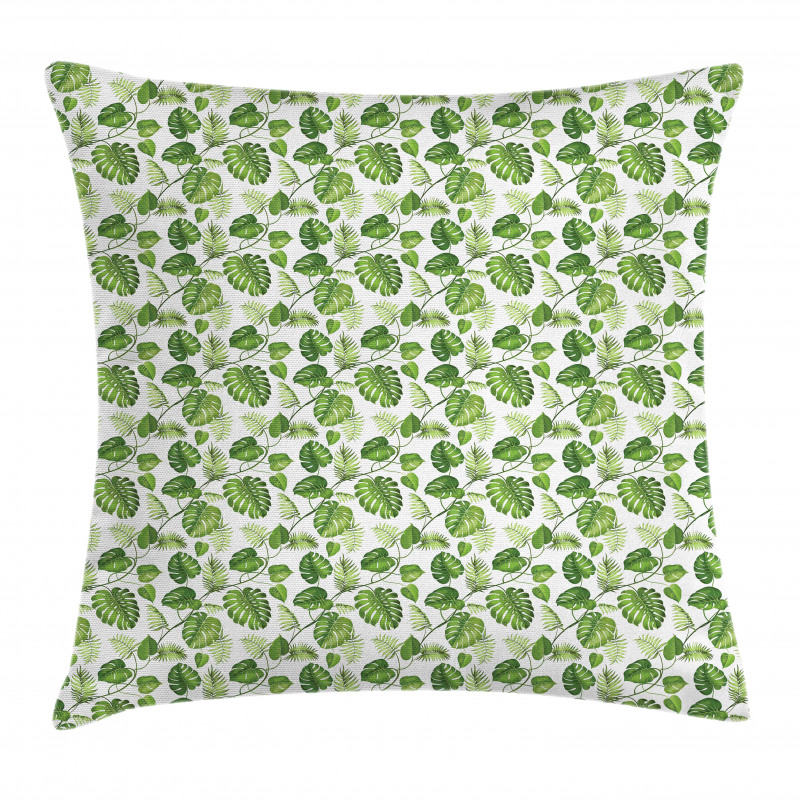 Monstera and Fern Foliage Pillow Cover