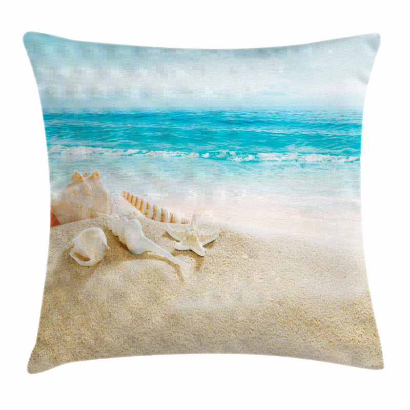 Pastel Beach Scene Pillow Cover