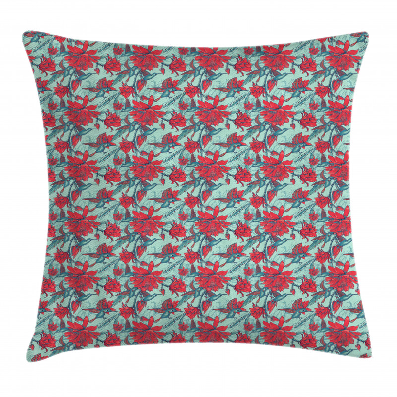 Animals and Flower Branches Pillow Cover