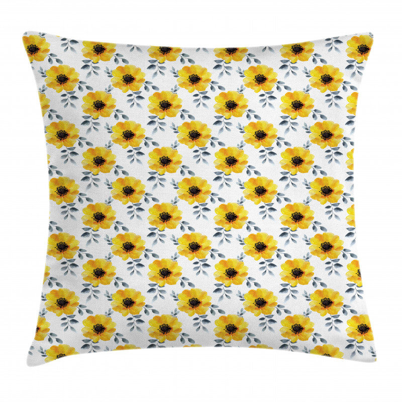 Watercolor Poppy Blossoms Pillow Cover