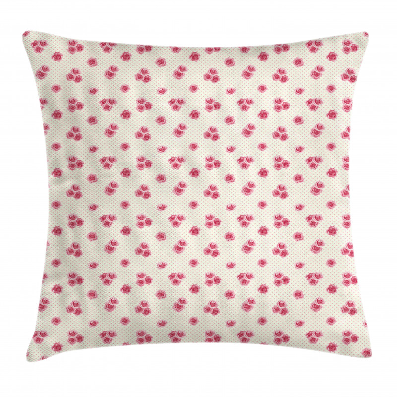 Rose Blossoms on Polka Dots Pillow Cover