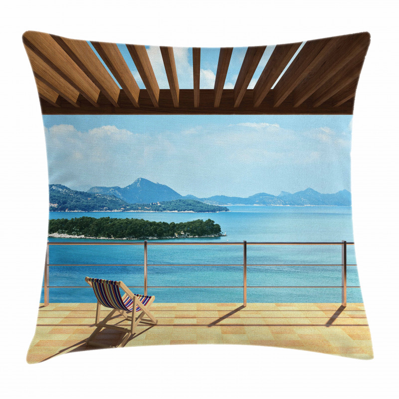 Balcony Panoramic Seascape Pillow Cover