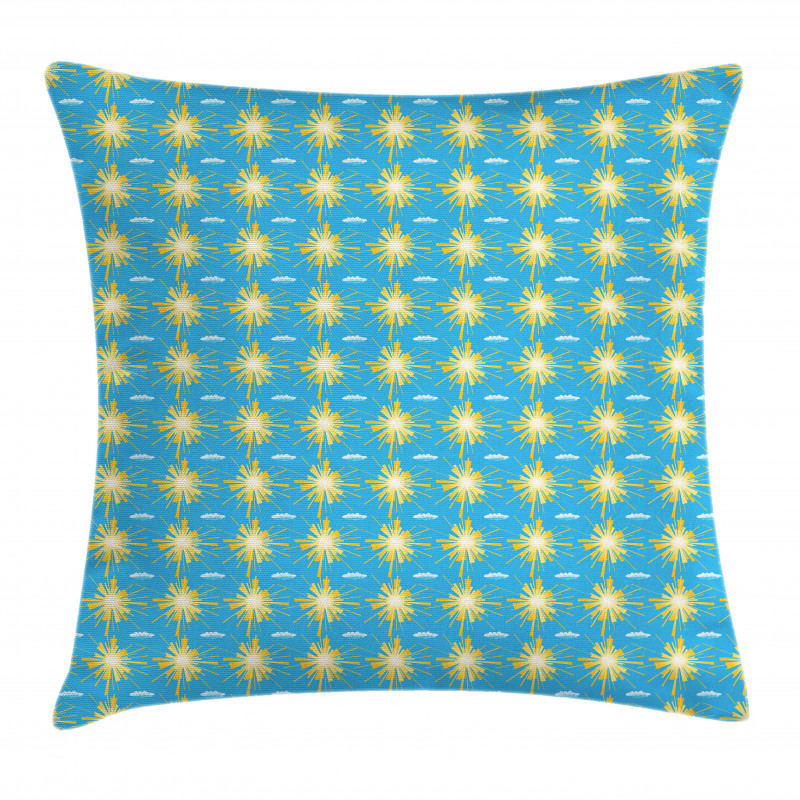 Sunny Day and Clouds Pattern Pillow Cover