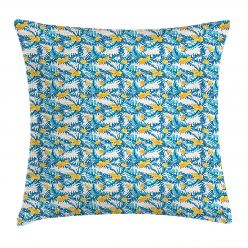 Exotic Leaves and Flowers Pillow Cover