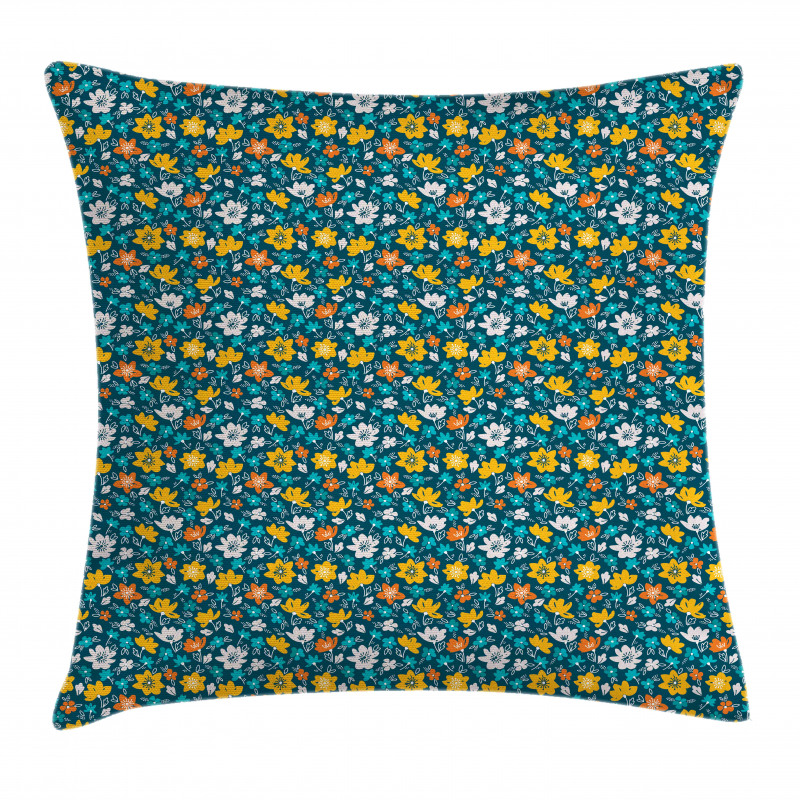 Flower and Leaves Spring Pillow Cover