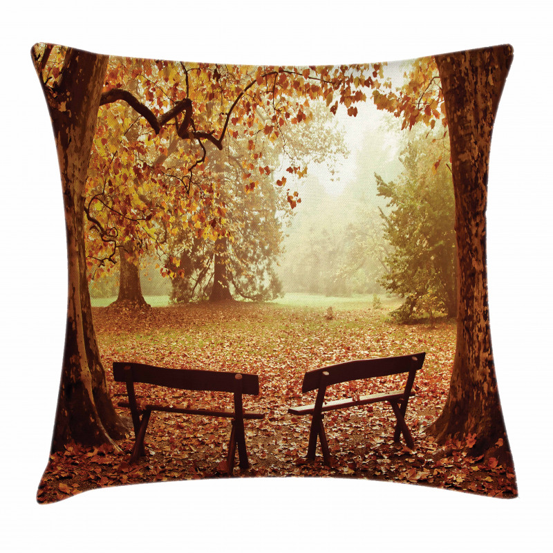 Dramatic Trees and Benches Pillow Cover
