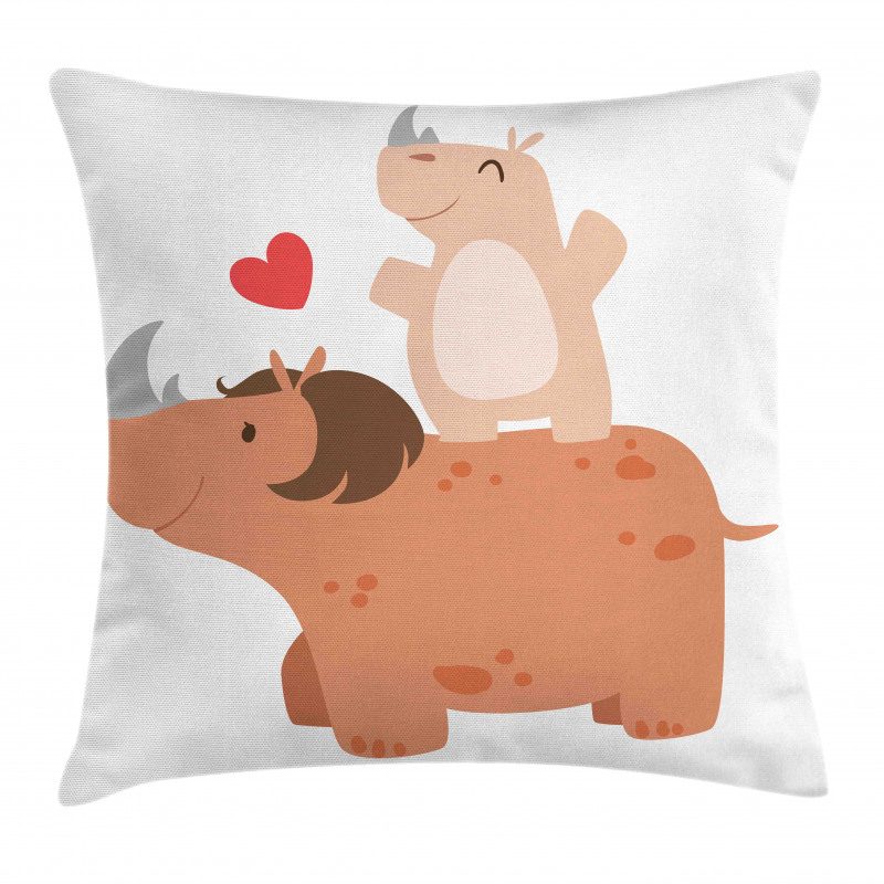 Mother and Calf with Heart Pillow Cover