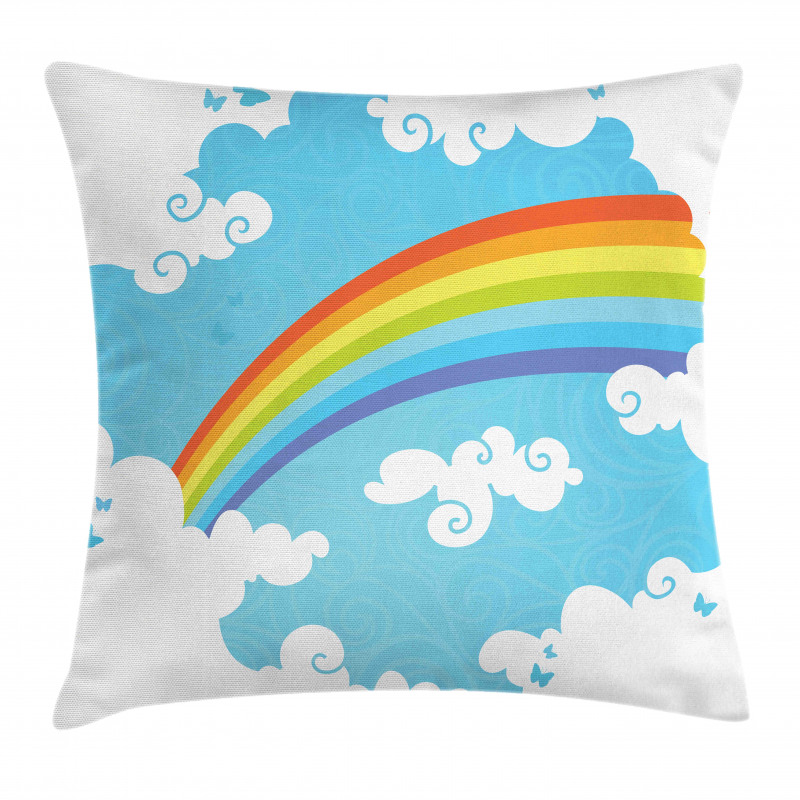 Clouds on Blue Swirl Lines Pillow Cover