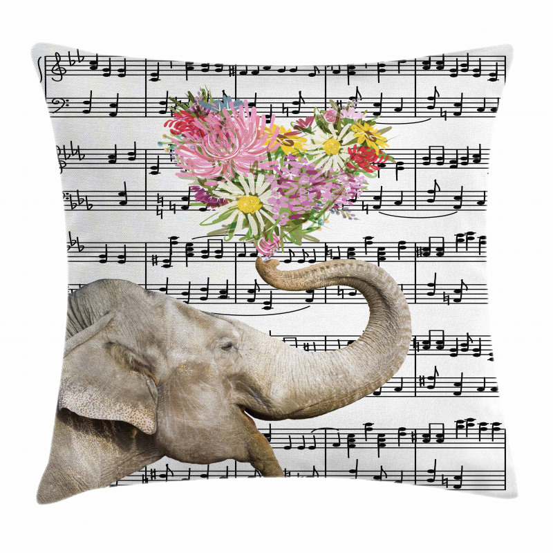 Floral Trunk Music Notes Pillow Cover