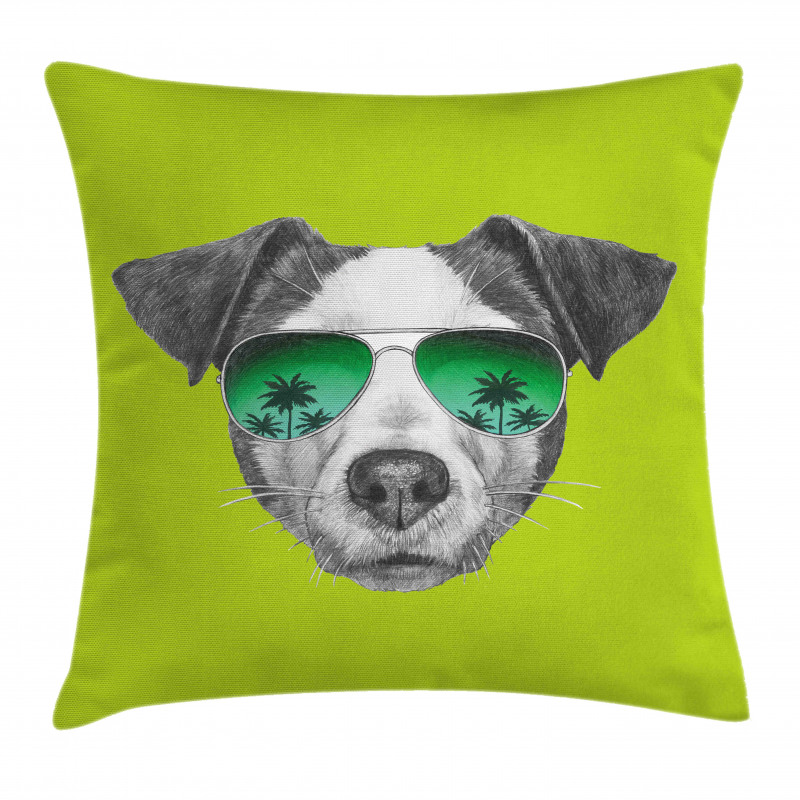 Dog with Glasses Tree Pillow Cover