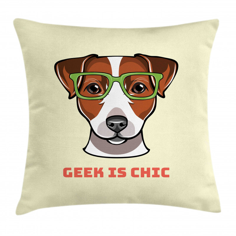 Dog in Smart Glasses Pillow Cover