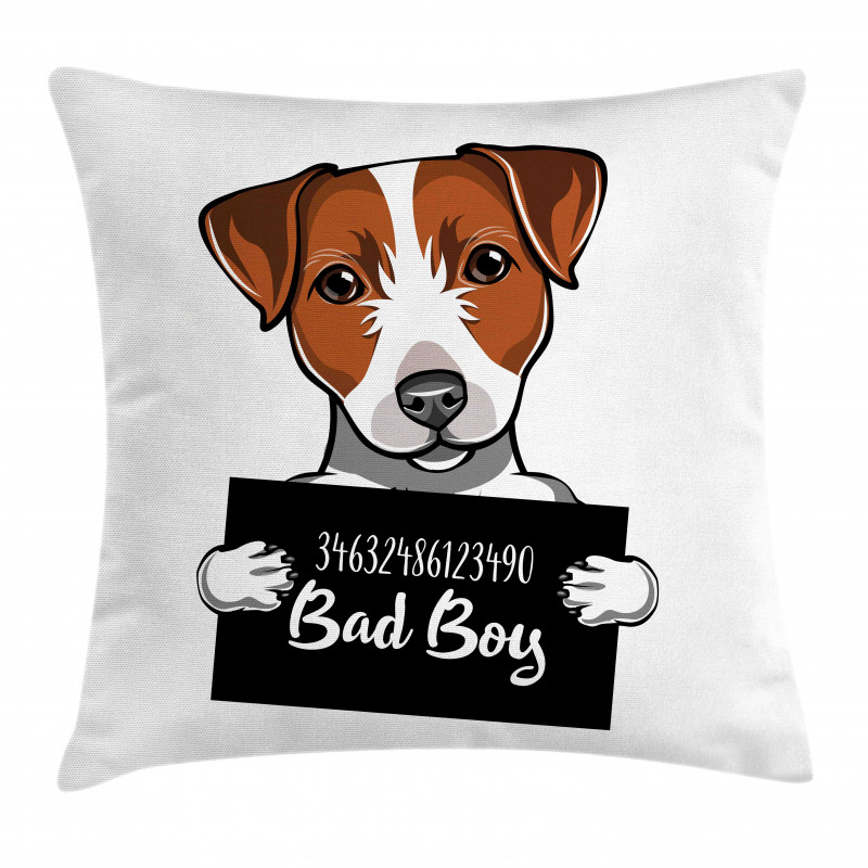 Dog Holding a Sign Pillow Cover