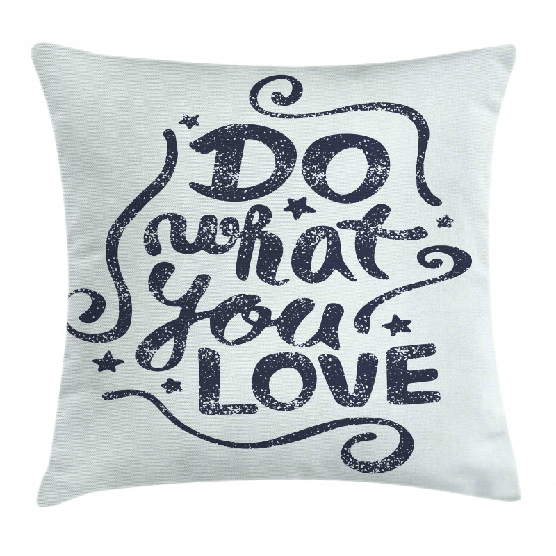 Lettering Blue Grunge Star Pillow Cover