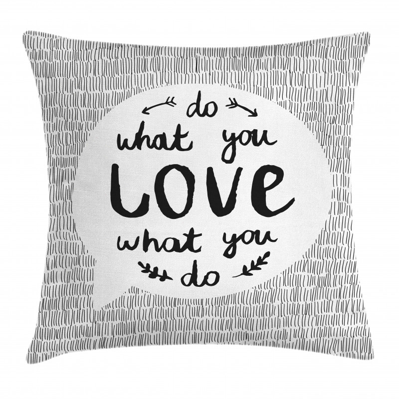 Message with Stripes Leaves Pillow Cover