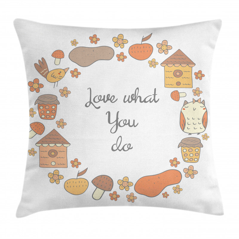 Warm Autumn Tones Cartoon Pillow Cover