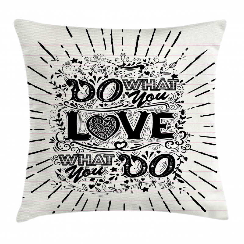 Hand-lettering and Swirls Pillow Cover