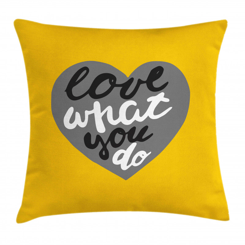 Greyscale Heart on Yellow Pillow Cover