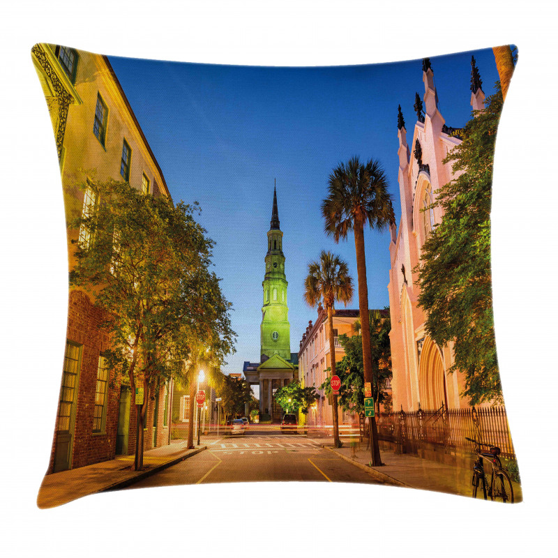 Street at Sunset Scene Pillow Cover