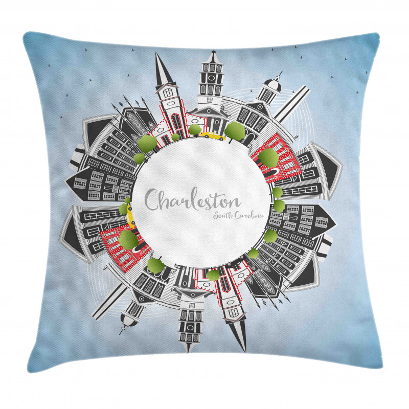 Buildings on a Globe Pillow Cover