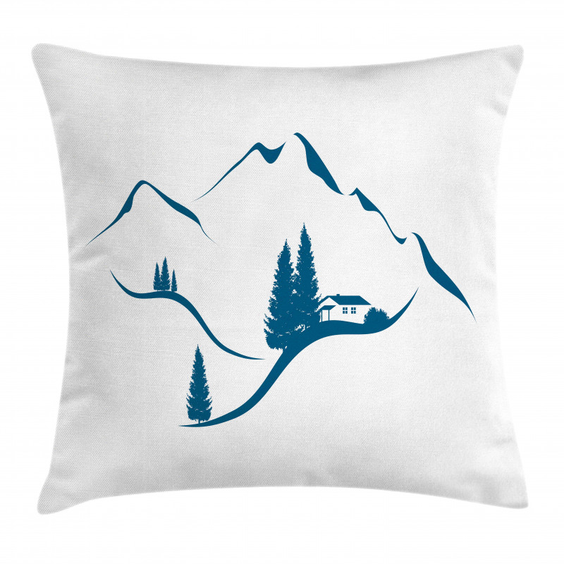 Chalet and Fir Trees Pillow Cover