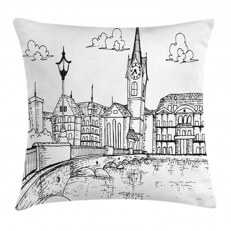 Sketch Style Zurich Pillow Cover