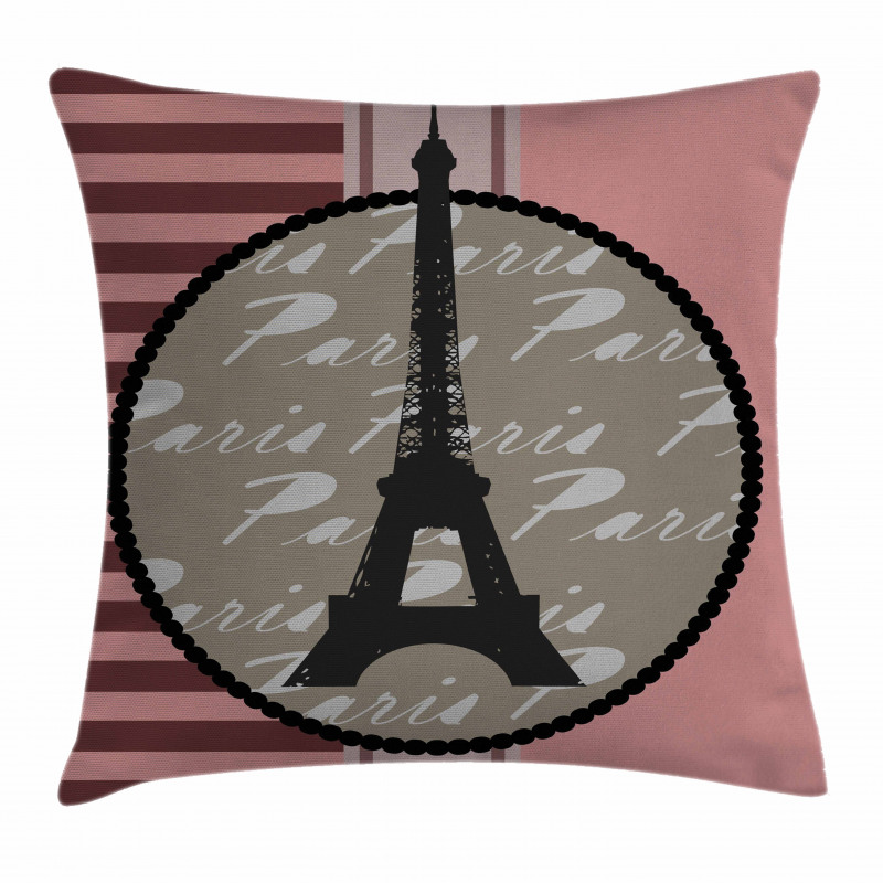 Vintage Eiffel Silhouette Pillow Cover