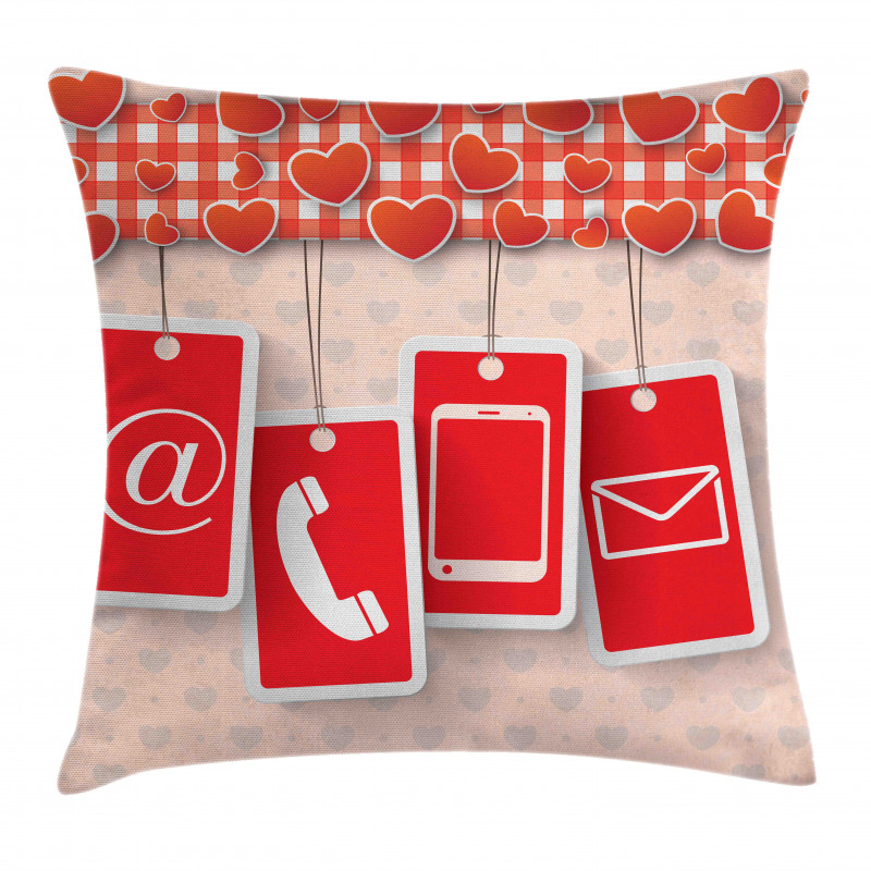 Phone and Hearts Pillow Cover