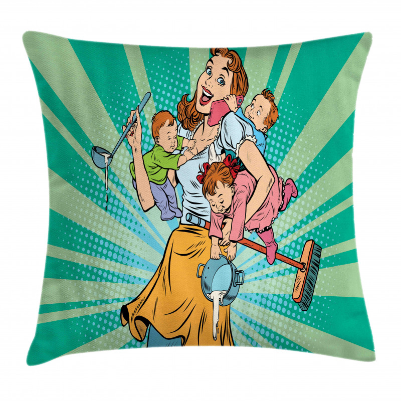 House Chores Kids Pop Art Pillow Cover