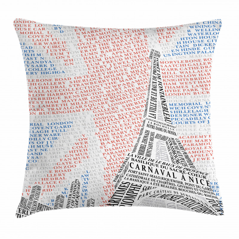 Eiffel Tower on Union Jack Pillow Cover