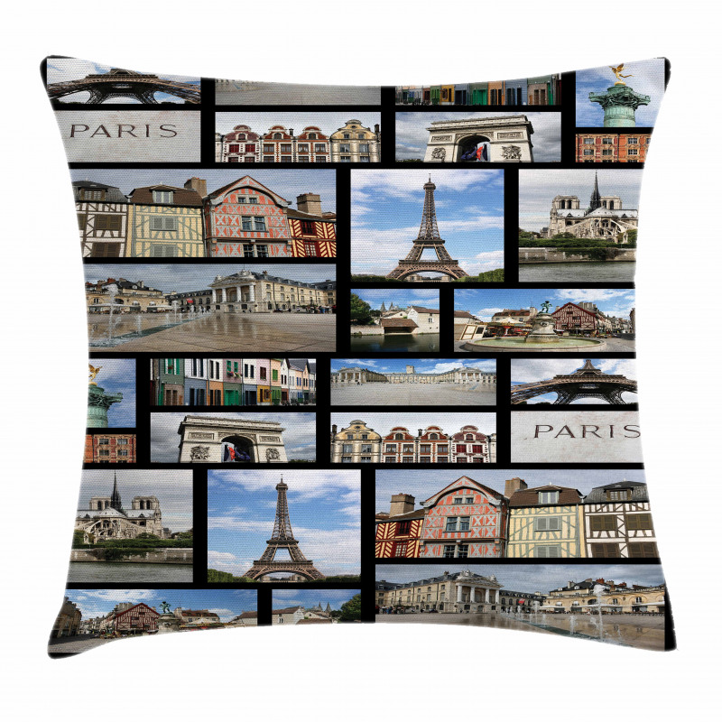 France Iconic Landmarks Photo Pillow Cover