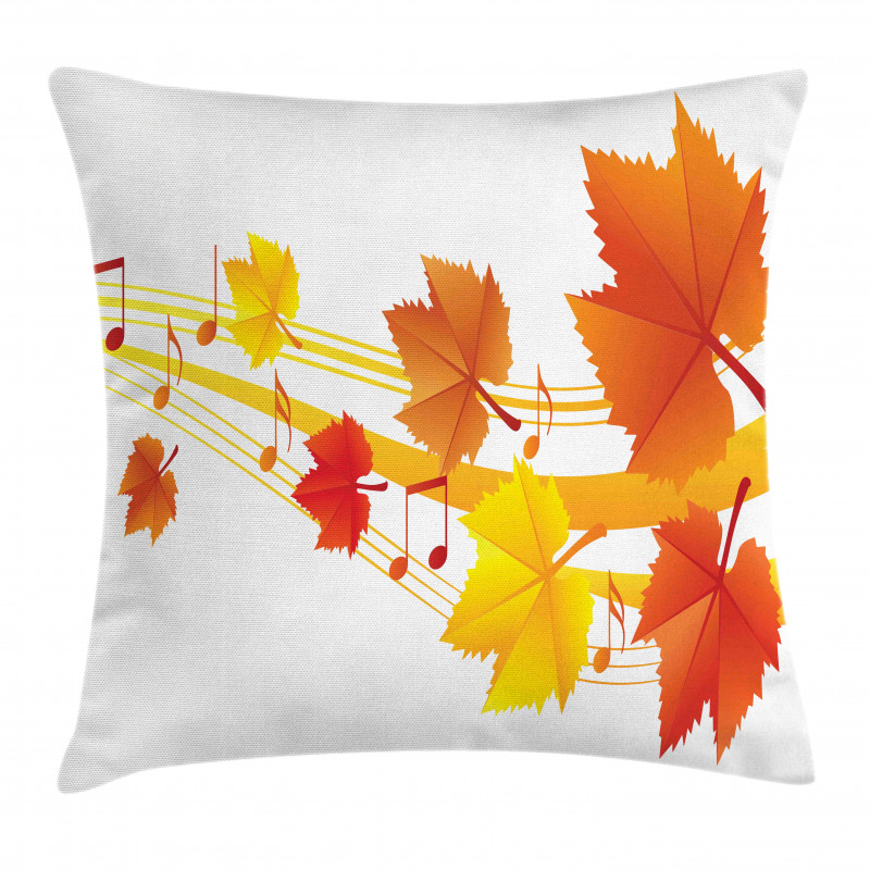 Dried Leaves Musical Notes Pillow Cover