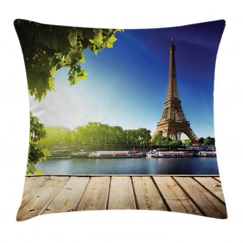 Eiffel Tower Wood Pier Seine Pillow Cover